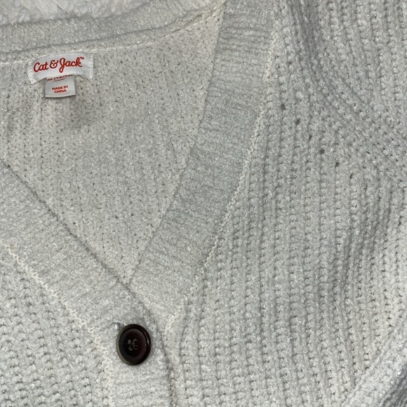 Cardigan Cat & Jack Cream sparkle Cardigan kids size XL 14-16 - Picture 4 of 6